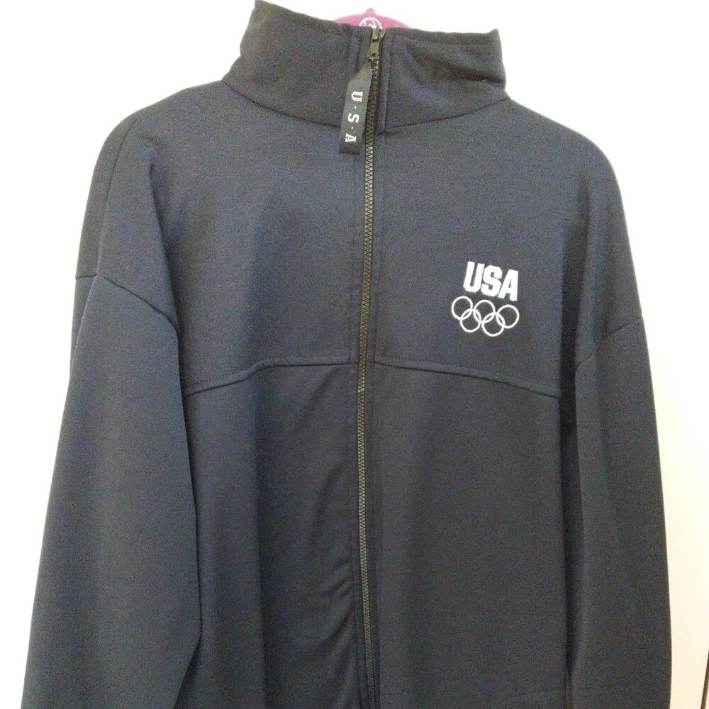 United States Olympic Committee Team  Mens Black Track Jacket Full Zip Size XXL